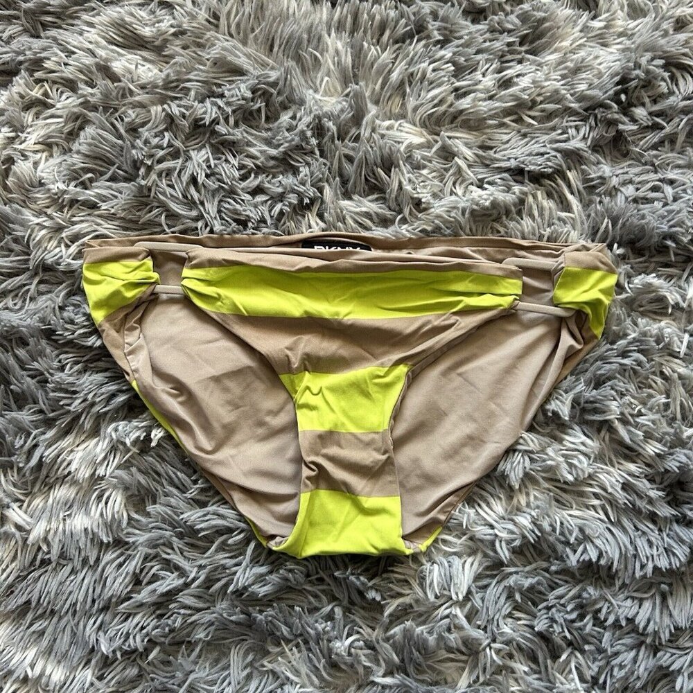 DKNY Womens Size Small S Bikini Bottom‎ Neon Green Brown Y2K Vintage 90s Retro